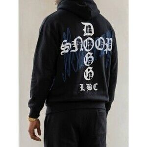Snoop Dogg LBC Cross Graphic Pullover Black Hoodie Mens Large Streetwear